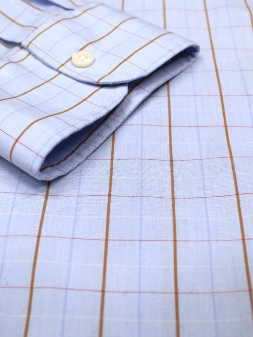 J.CREW SLIM FIT SHIRT COTTON/SPANDEX LIGHT BLUE & BROWN Sz X-LARGE, XL